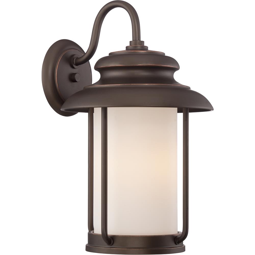 Nuvo Lighting 62/632  Bethany - LED Outdoor Large Wall with Satin White Glass in Mahogany Bronze Finish